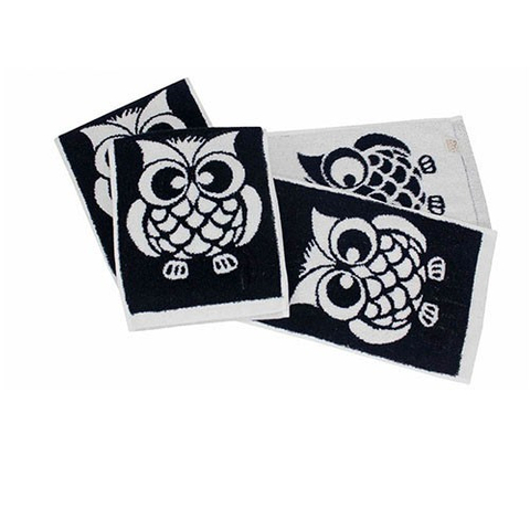 貓頭鷹緹花毛巾-兩色緹花