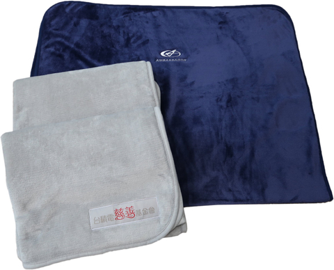 典雅繡花法蘭絨毯+提袋