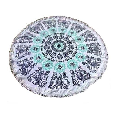 圓形印刷流蘇沙--海灘巾