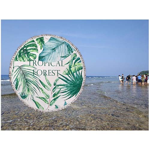 歐美熱銷圓形印刷海灘巾