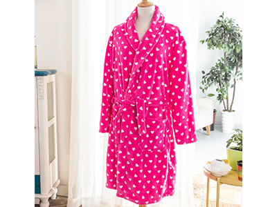 珊瑚絨浴袍-桃紅點點
