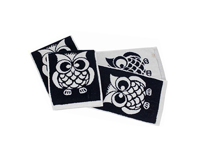 貓頭鷹緹花毛巾-兩色緹花