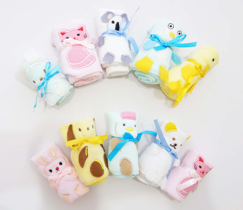 可愛動物造型繡花小方巾系列