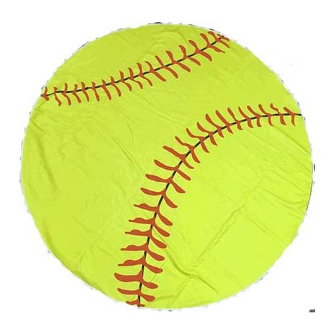 圓形海灘巾-黃色棒球造型