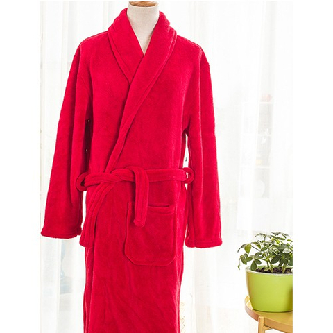 素色柔軟珊瑚絨睡袍浴袍