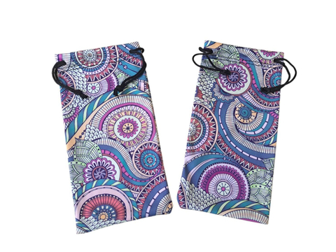 客製化圖案太阳镜收纳袋，抽绳眼镜袋，时尚便携式眼镜盒