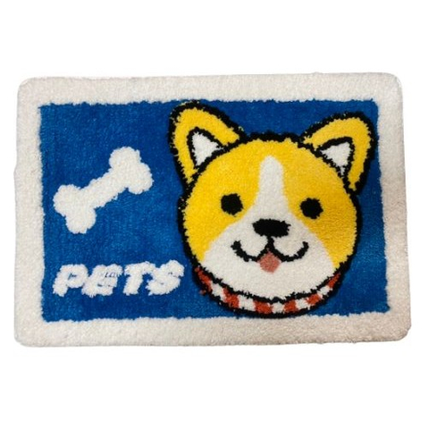 可愛俏皮狗植絨浴室門口吸水防滑腳墊
