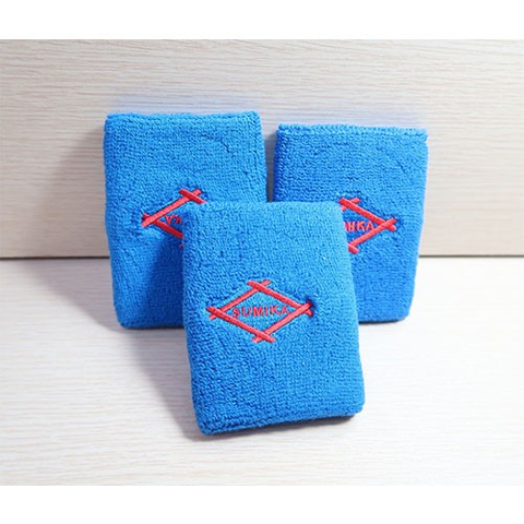 運動護腕-藍色+繡花Logo