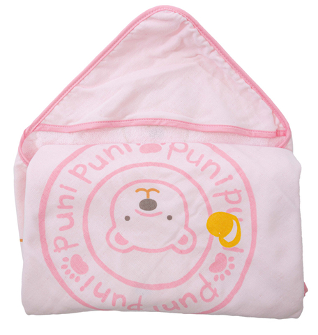 可愛純棉嬰兒帶帽包巾浴巾