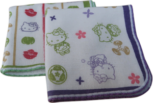 印刷貓咪圖案純棉紗布方巾