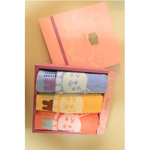 可愛3色設計風紀念毛巾禮盒