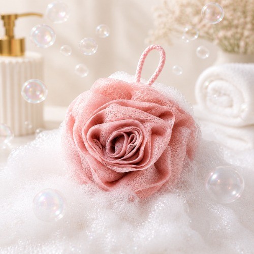 玫瑰造型沐浴球沐浴巾bath pouf