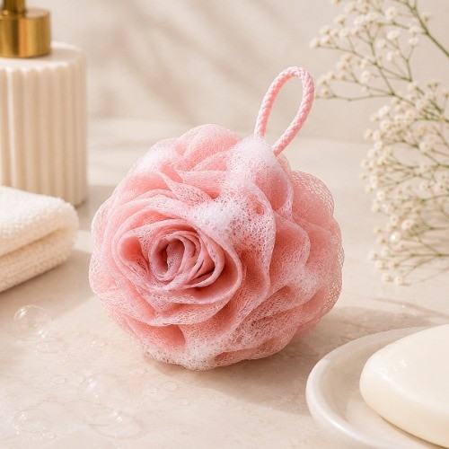 玫瑰造型沐浴球沐浴巾bath pouf