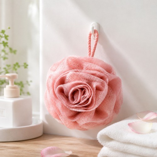 玫瑰造型沐浴球沐浴巾bath pouf